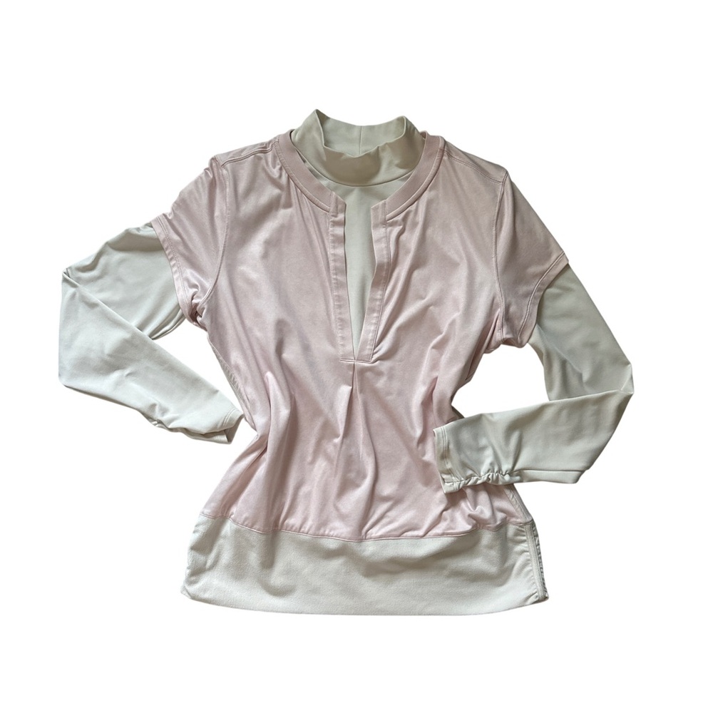 Nike Golf Tour Dri Fit Pink White Long Sleeve M Layered Sporty Athleisure Shirt